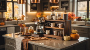 Fall Coffee Bar on the Kitchen Island